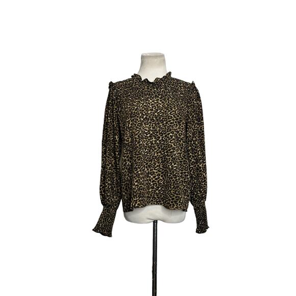 Lea & Viola leopard print long sleeves blouse size Small - Picture 9 of 9